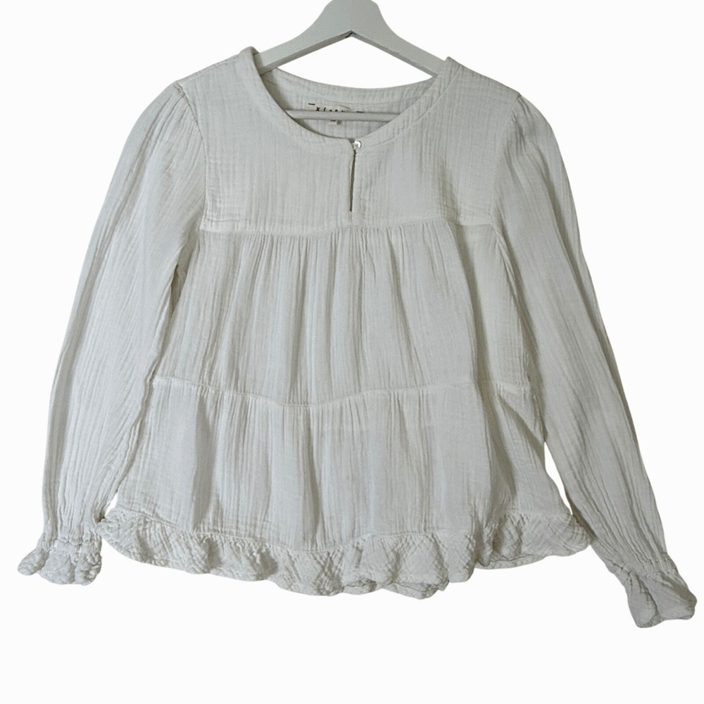 Xirena Womens‎ Cotton Gauze Tiered Babydoll Blouse Boho Ruffle Size XS